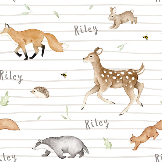 Personalised Woodland Animals Muslin