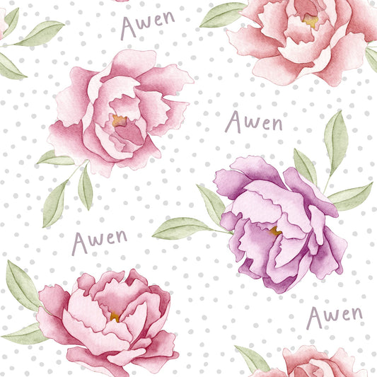 Personalised Peonies Minky Blanket