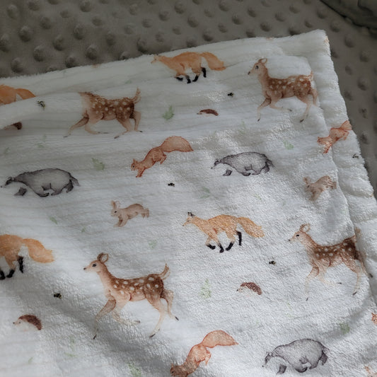 Woodland Animals Minky Blanket